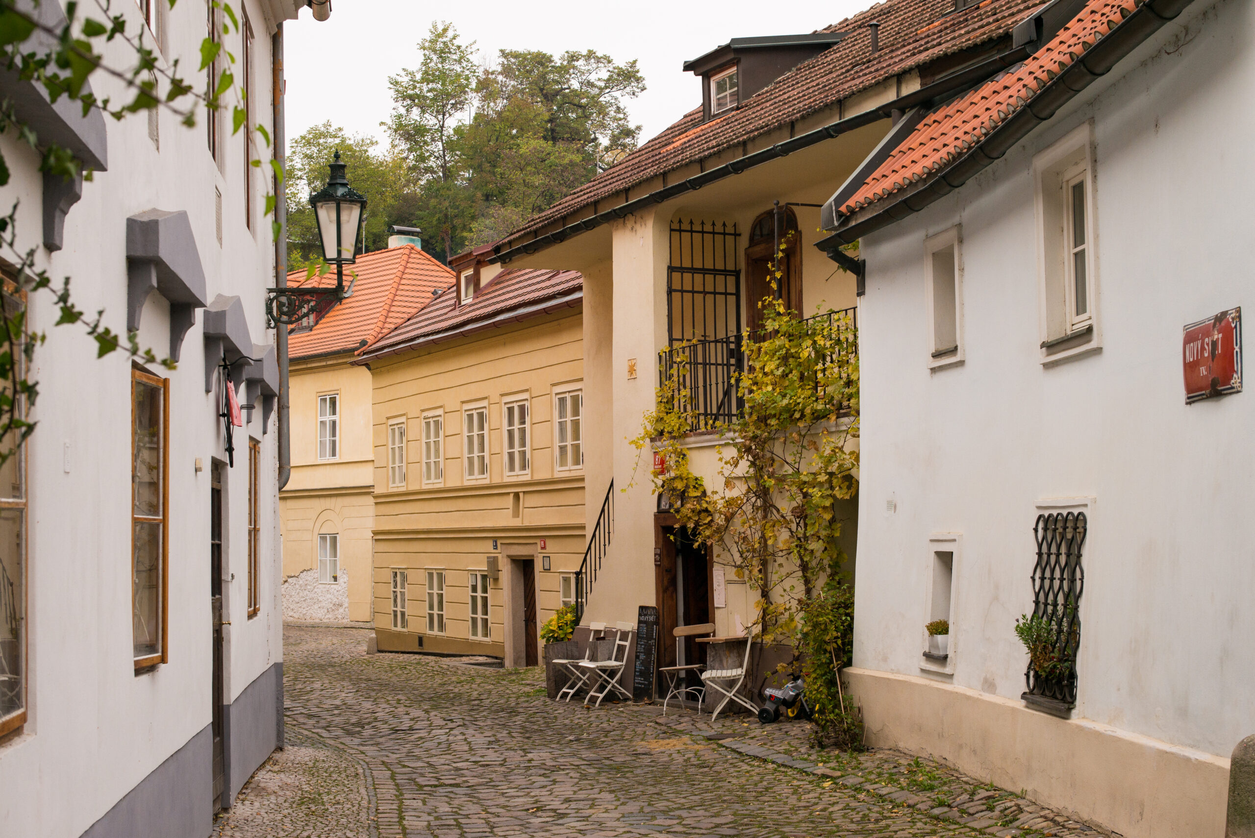 A quiet, cobbled streey runs through Nový Svět in Prague. Wheely tyred Prague's Hidden Gems